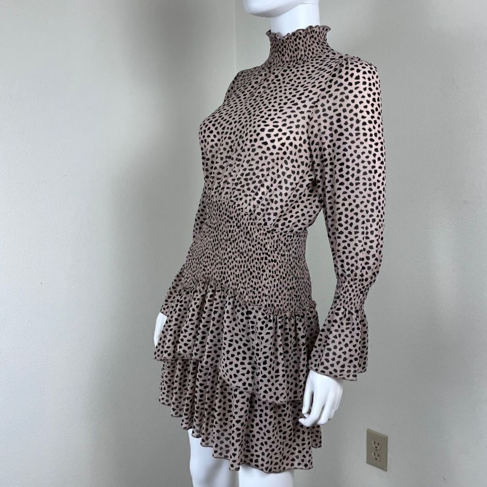 Hello Molly Don't Take It Personal Size S Smock Ruffle Tier Animal Mini Dress - Picture 9 of 17